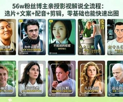 56万粉丝博主亲授影视解说全流程：选片+文案+配音+剪辑，零基础也能快速出圈
