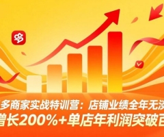 拼多多商家实战特训营：店铺业绩全年无淡季，年增长200%+单店年利润突破百万(26年3月更新)