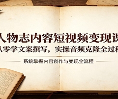 人物志内容短视频变现课：从零学文案撰写，实操音频克隆全过程