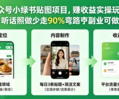 公众号小绿书贴图项目，赚收益实操玩法，听话照听话照少走90%弯路丨副业可做