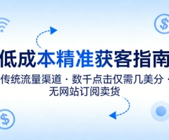 低成本精准获客指南，用非传统流量渠道，实现数千点击仅需几美分，不用网站也能搞订阅卖货