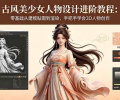 古风美少女人物设计进阶教程：零基础从建模贴图到渲染，手把手学会3D人物创作