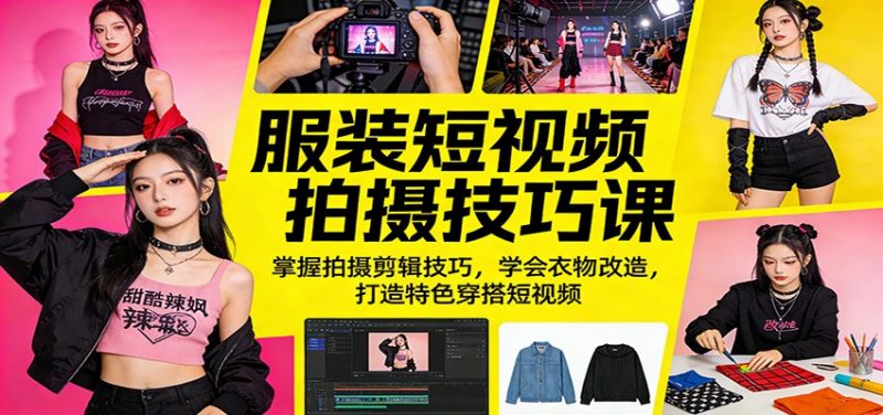 服装短视频拍摄技巧课：掌握拍摄剪辑技巧，学会衣物改造，打造特色穿搭短视频-1.jpg