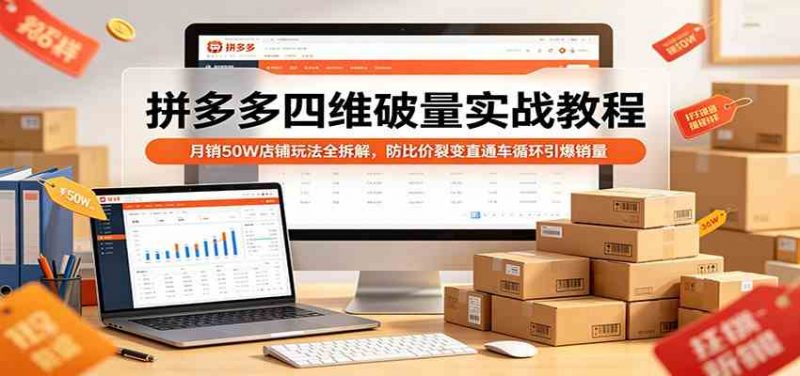 拼多多四维破量实战教程：月销50W店铺玩法全拆解，防比价裂变直通车循环引爆销量-1.jpg