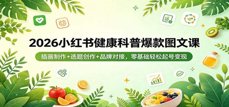 2026小红书健康科普爆款图文课：插画制作+选题创作+品牌对接，零基础轻松起号变现-1.jpg