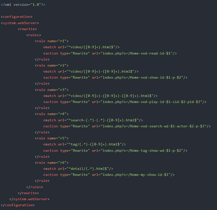 飞飞CMS IIS7.0/7.5/8.5伪静态规则示例